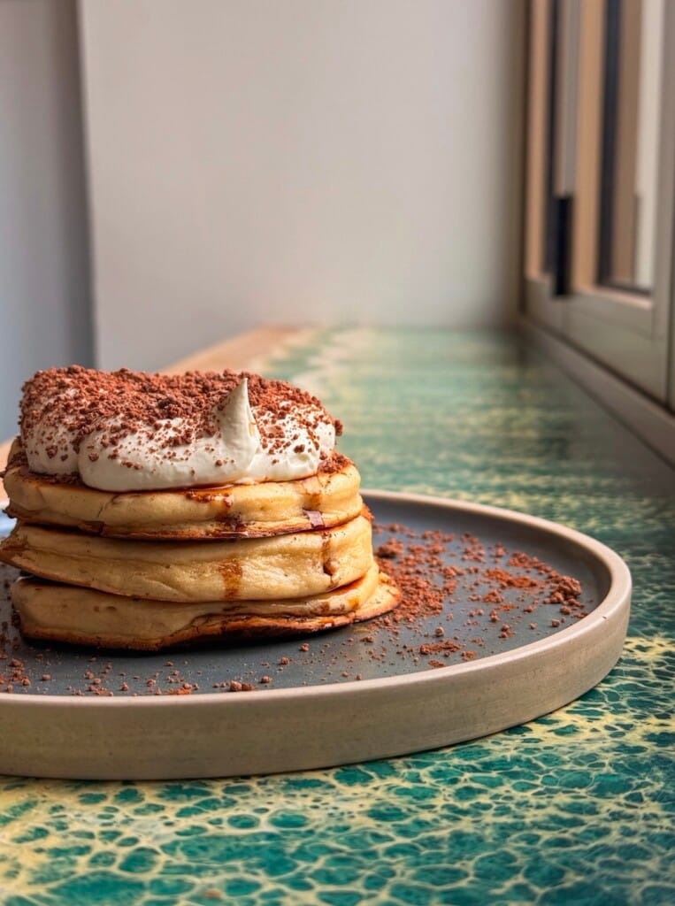 Stack of Tiramisu pancakes